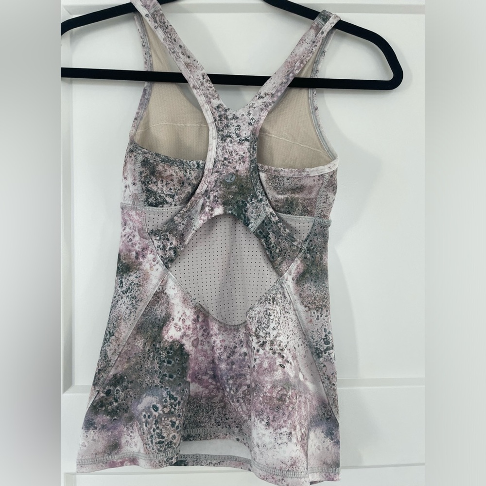 Flaum, Gray and Purple Plunge Sleeveless Tank Top